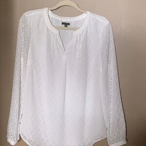 Talbots Classic White Textured Blouse